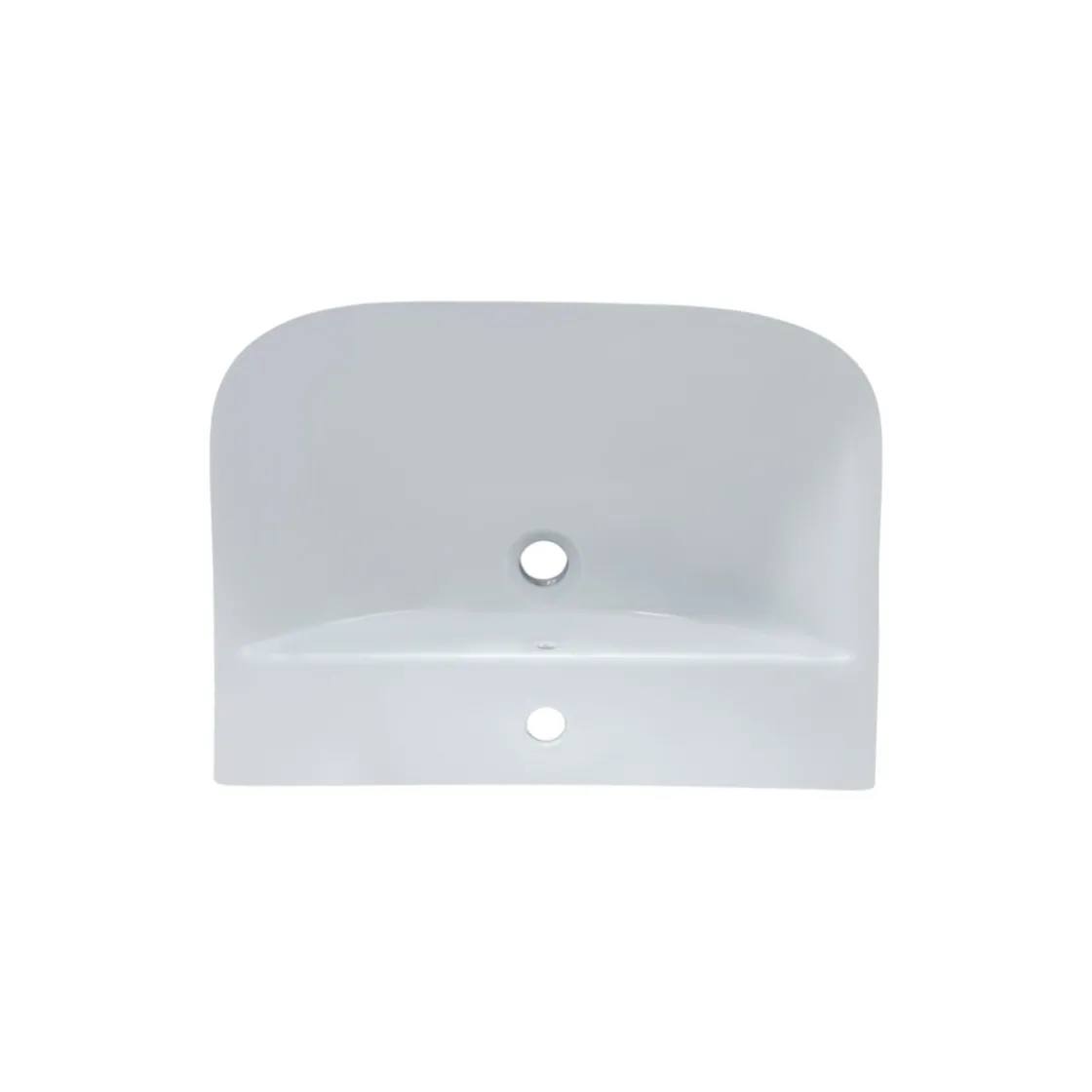 Waschtisch Rivo, Breite 60cm,Tiefe 45cm,matt weiss, mit Ueberlauf u. Hahnloch ^ sanicomfort Hot