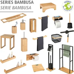 WC-Garnitur Mod. Basic, schwarz/bambus ^ Wenko Best