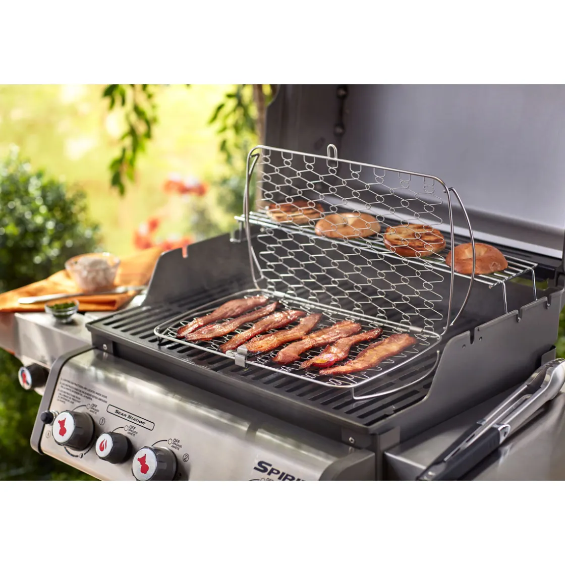 Fisch- und Gemüsehalter groß Edelstahl für Gasgrill ab Q300 ^ Weber