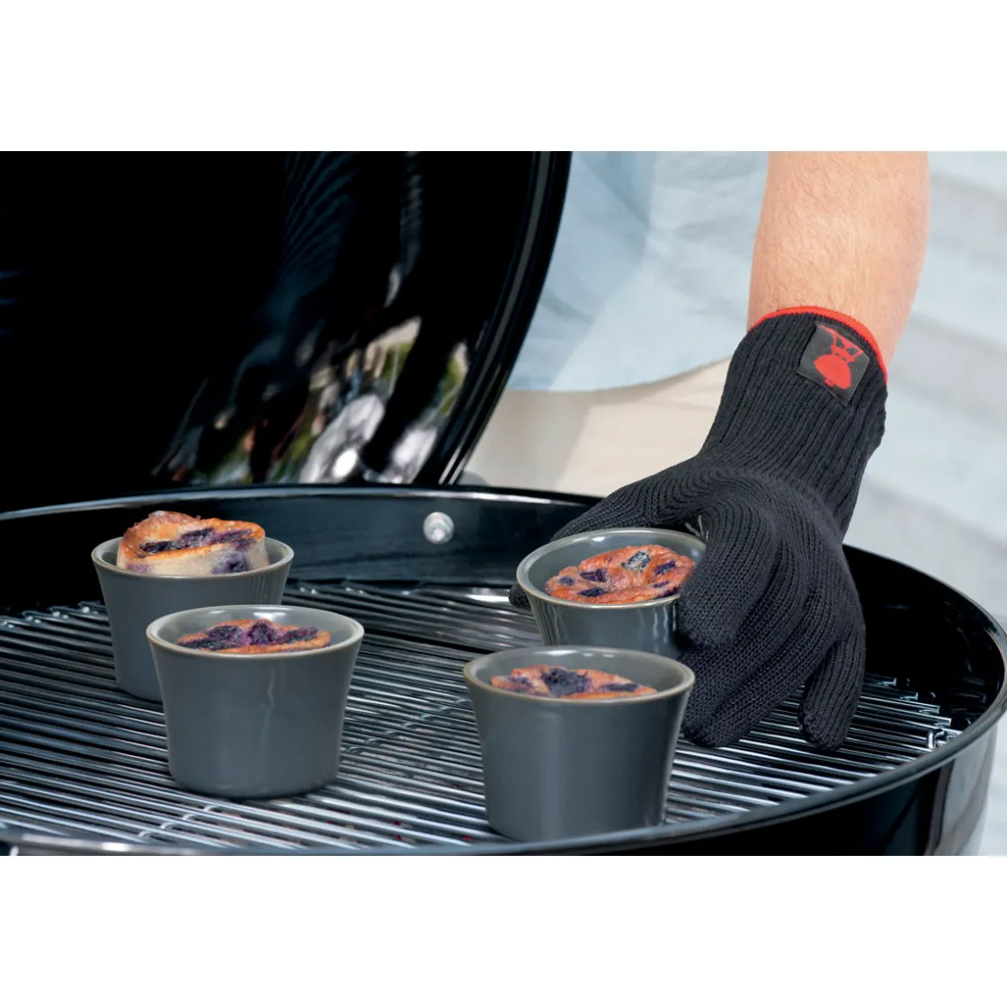 Grillhandschuh Größe S/M Set aus Kevlar schwarz lang mit Silikonnoppen ^ Weber Clearance