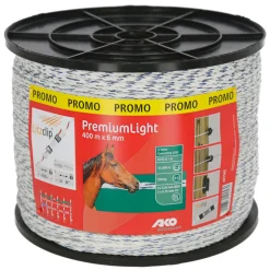 Weidezaunseil Premium Light 400 m weiß-blau ^ Clearance