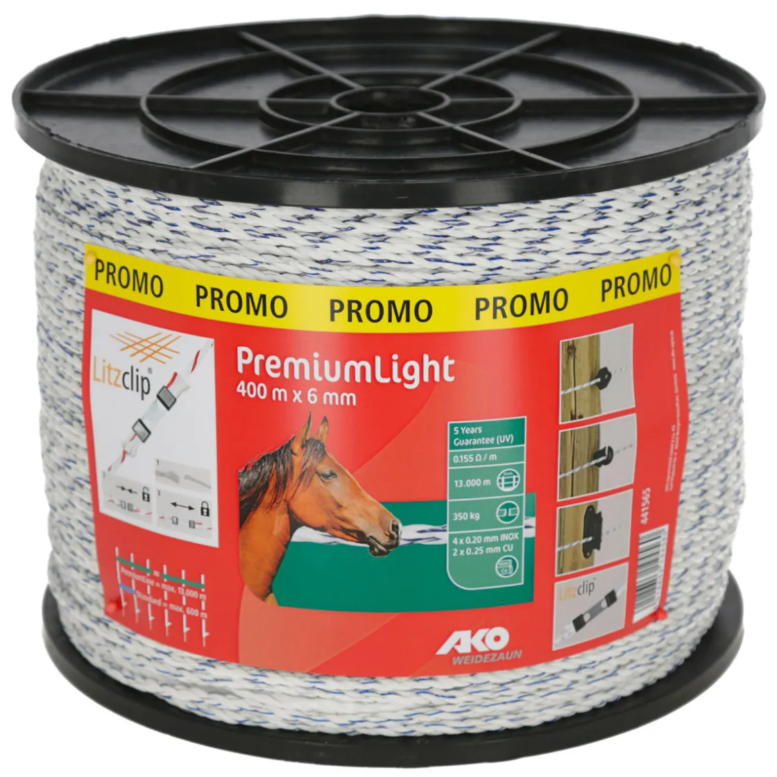 Weidezaunseil Premium Light 400 m weiß-blau ^ Clearance