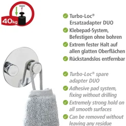 Adapter Duo Chrom Befestigen ohne bohren Turbo-Loc ^ Wenko Clearance