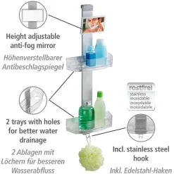 Duschcaddy Premium mit 2 Ablagen und Edelstahl-Haken ^ Wenko New