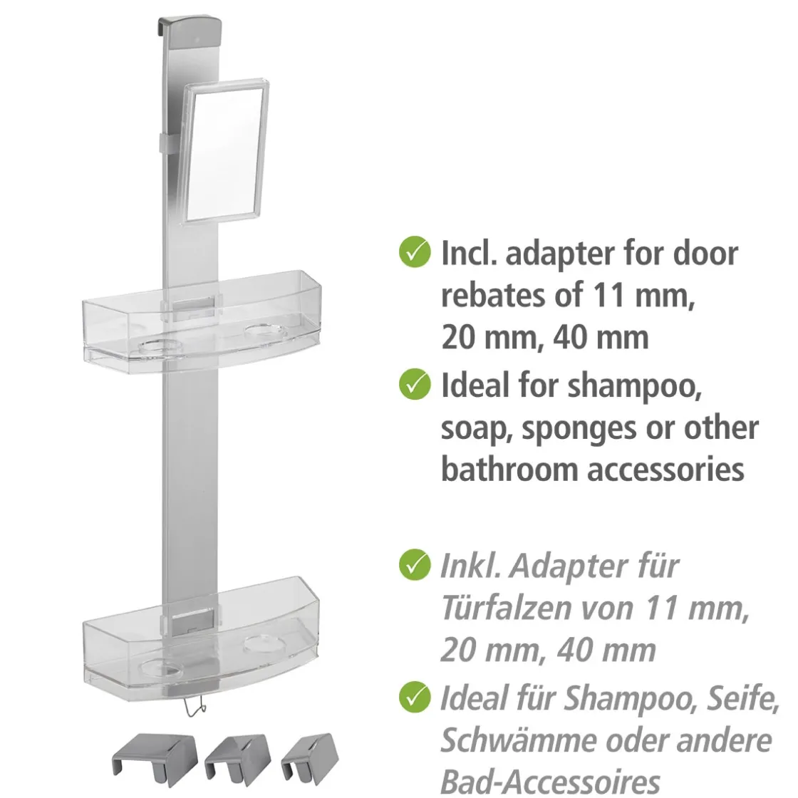 Duschcaddy Premium mit 2 Ablagen und Edelstahl-Haken ^ Wenko New