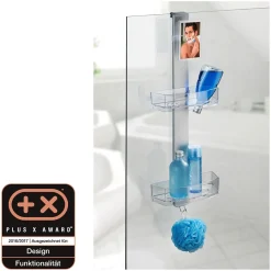 Duschcaddy Premium mit 2 Ablagen und Edelstahl-Haken ^ Wenko New