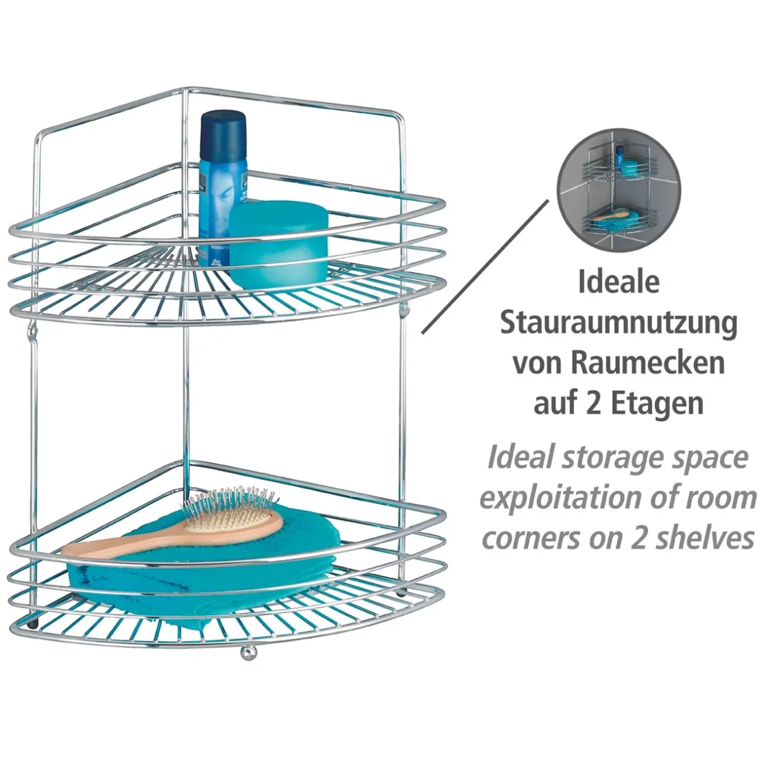 Eckwandablage Milano mit 2 Etagen chrom ^ Wenko Online
