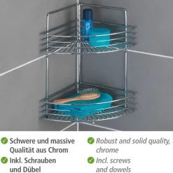 Eckwandablage Milano mit 2 Etagen chrom ^ Wenko Online