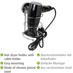 Haartrocknerhalter Befestigen ohne bohren Vacuum-Loc ^ Wenko Sale
