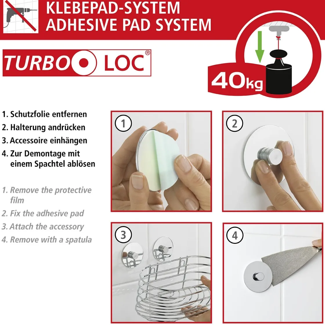 Haartrocknerhalter Edelstahl Befestigen ohne bohren Turbo-Loc ^ Wenko Best
