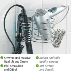 Haartrocknerhalter und Glätteisenhalter Milano ^ Wenko Hot