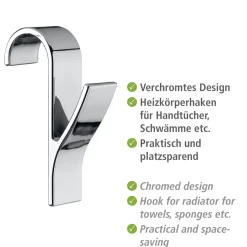 Haken für Handtuchheizkörper chrom 2er Set ^ Wenko Hot