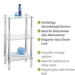 Regal Yago viereckig mit 3 Glasablagen ^ Wenko Hot