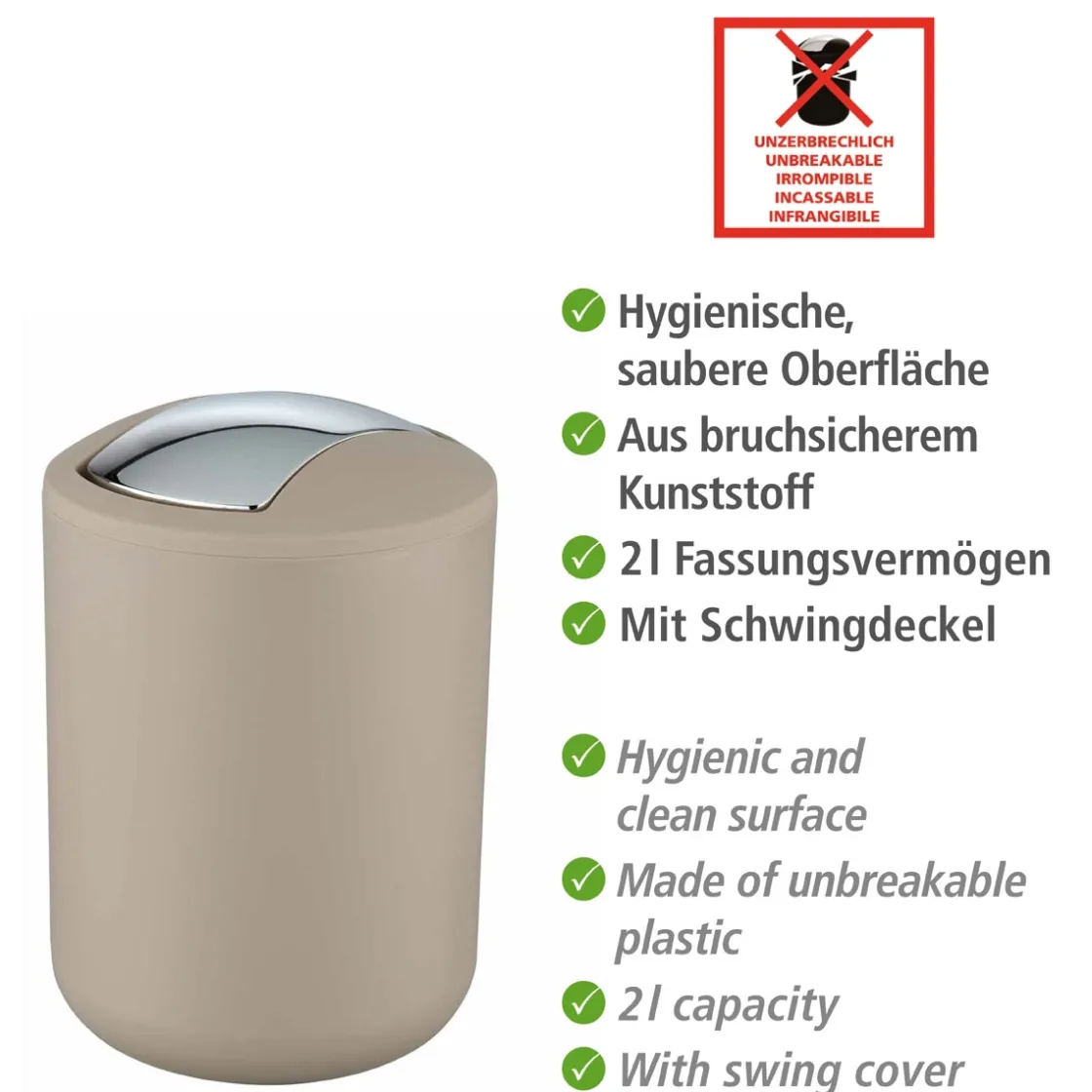 Schwingdeckeleimer Brasil S 2 L ^ Wenko Sale