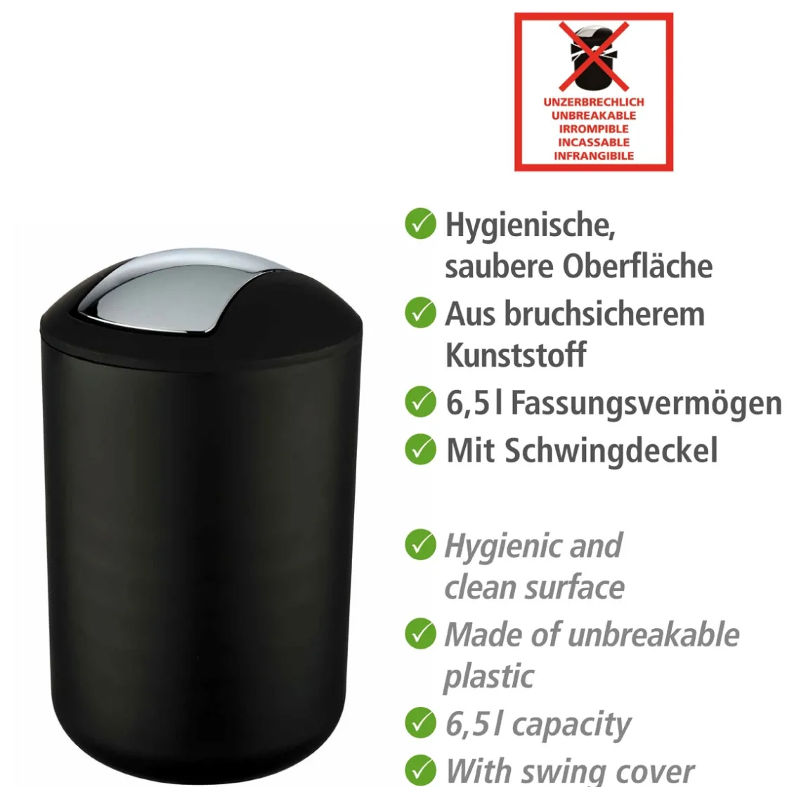 Schwingdeckeleimer Brasil L 6,5 L ^ Wenko Clearance
