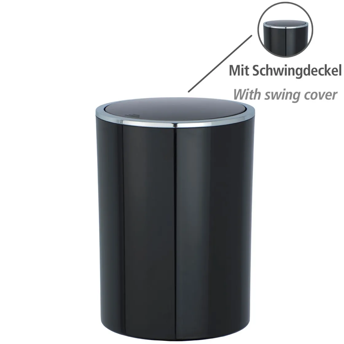 Schwingdeckeleimer Inca schwarz 5 L ^ Wenko Outlet