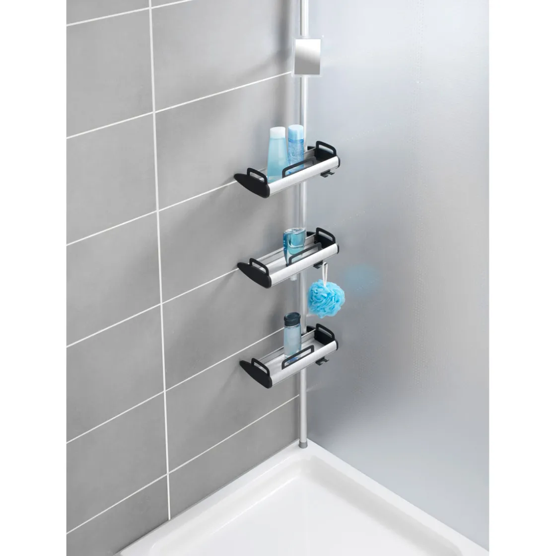 Teleskop Dusch-Regal Line mit 3 Ablagen ^ Wenko Discount