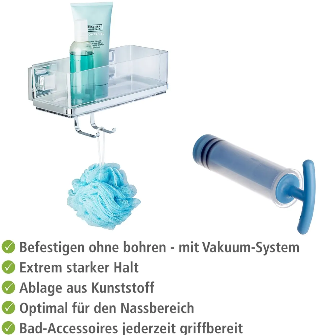 Vacuum-Loc Wandablage Quadro mit Haken ^ Wenko Discount