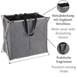 Wäschesammler Duo grau meliert 120 l ^ Wenko Online