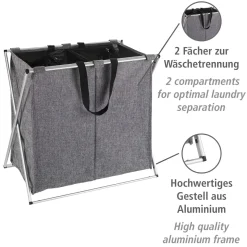 Wäschesammler Duo grau meliert 120 l ^ Wenko Online