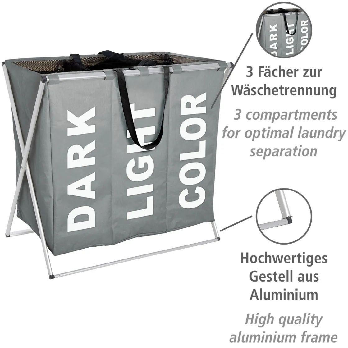 Wäschesammler Trio grau 130 l ^ Wenko Online