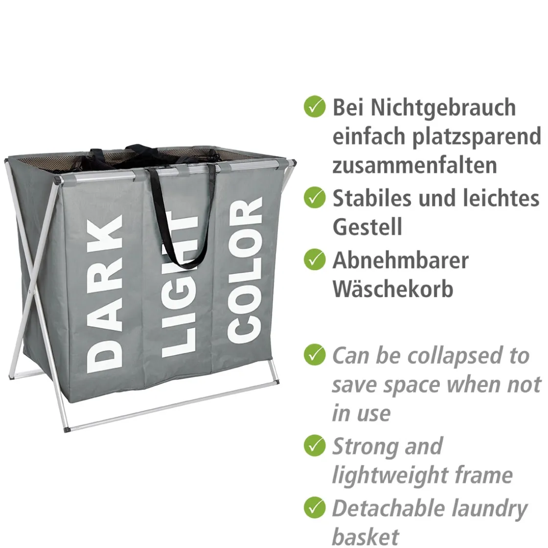 Wäschesammler Trio grau 130 l ^ Wenko Online