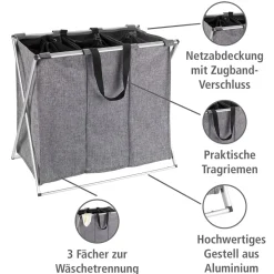 Wäschesammler Trio grau meliert 130 l ^ Wenko Clearance