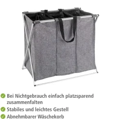 Wäschesammler Trio grau meliert 130 l ^ Wenko Clearance