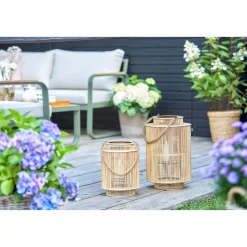 Windlicht Bambus mit Jutehenkel 22 x 29 cm ^ Sale