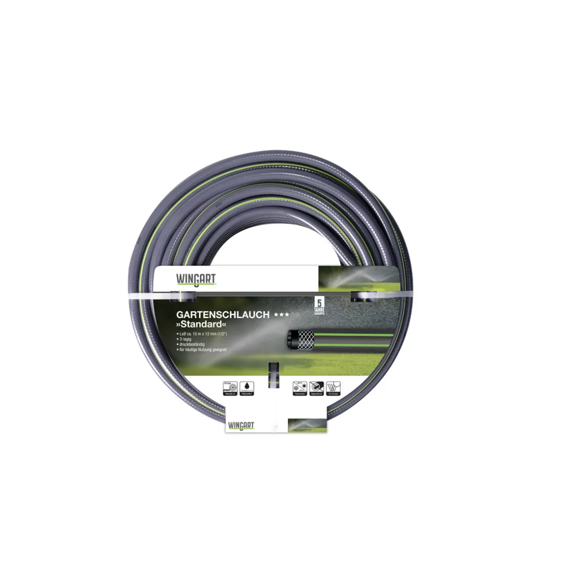 Gartenschlauch Standard grau mit grünen Streifen 1/2" m ^ Wingart Discount