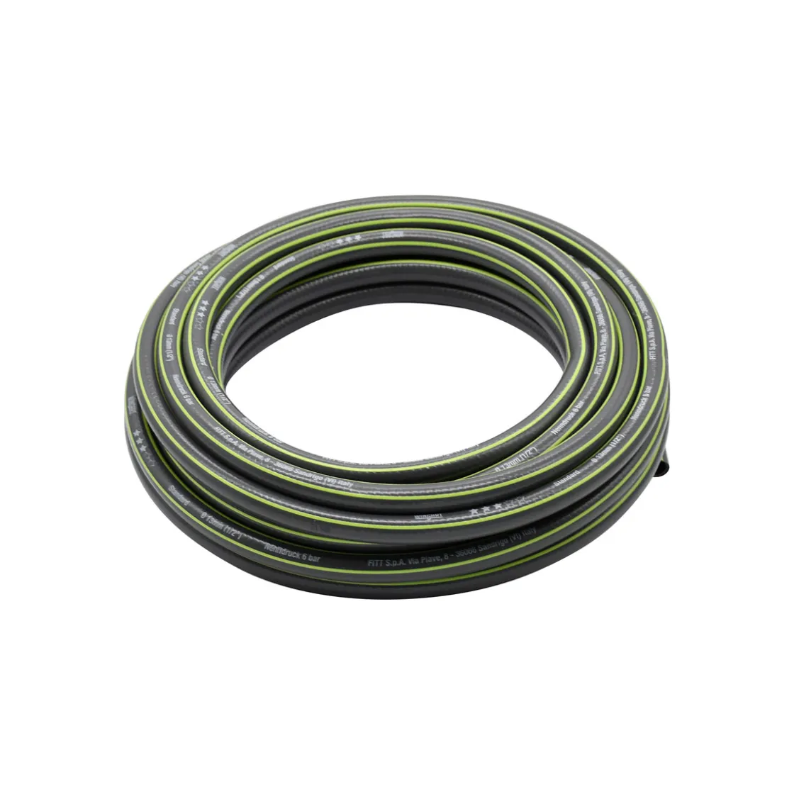 Gartenschlauch Standard grau mit grünen Streifen 1/2" 20 m mit Anschlüssen ^ Wingart Discount