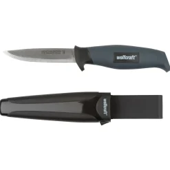 Outdoormesser mit glatter Klinge und Köcher ^ Wolfcraft Discount