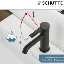 WT-Armatur Los Angeles schwarz-matt Eco-Klick-Kartusche inkl.Push-Open-Garnitur ^ Schütte New