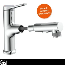 WT-Armatur Variabel chrom Schnellmontageherausziehbare Brause 2 Strahlarten ^ Eisl Online