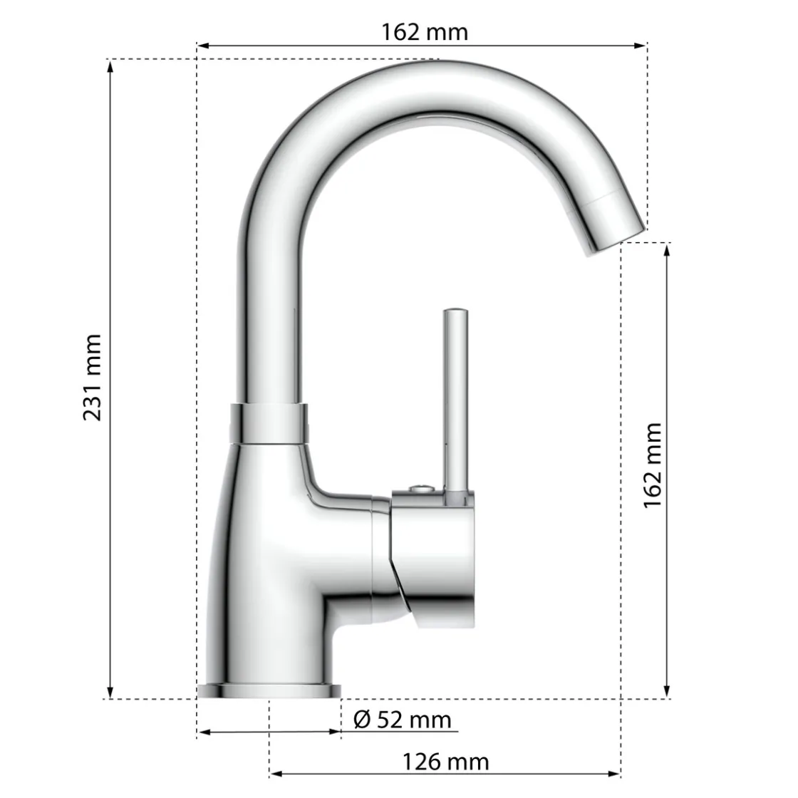 WT-ND-Armatur Futura chrom Cold-StartC-Auslauf schwenkbar ohne Ablaufgarnitur ^ Eisl Outlet
