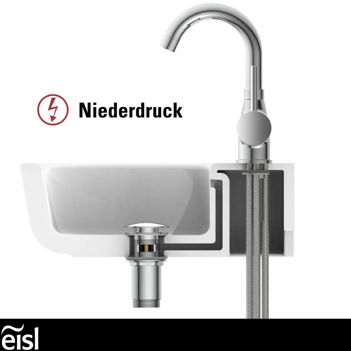 WT-ND-Armatur Futura chrom Cold-StartC-Auslauf schwenkbar ohne Ablaufgarnitur ^ Eisl Outlet